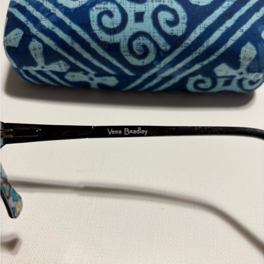 Vera Bradley Black Frame Glasses with Blue Patterned Case - Picture 3 of 6